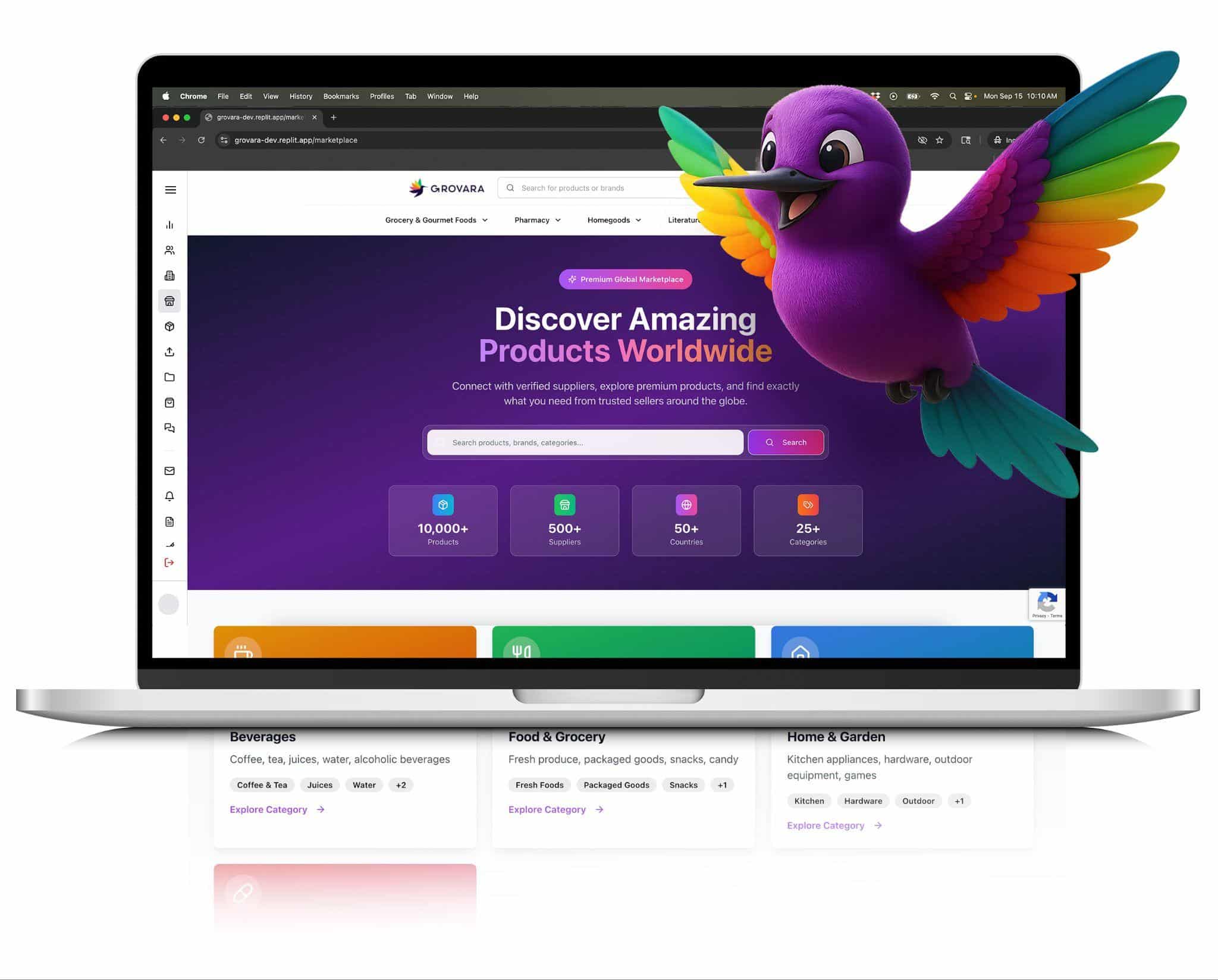 Grovara’s mascot Scout guiding users in global wholesale trade