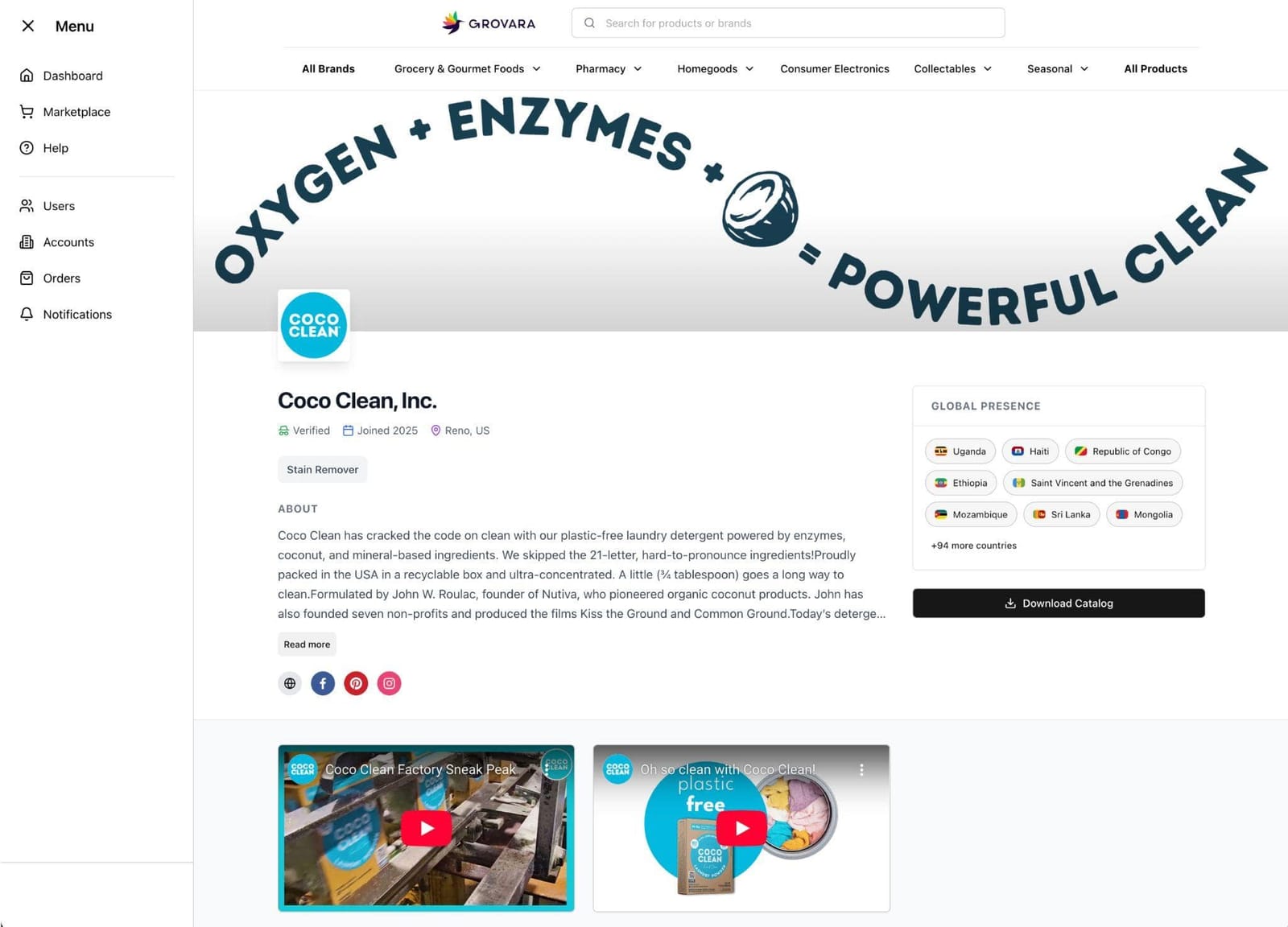 Grovara Marketplace Platform virtual storefront